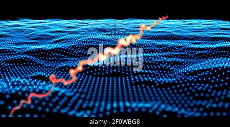 Internet-Verbindung Geschwindigkeit, Technologie und Boden in Punkten, Hacker und Eindringen in Computersysteme, elektromagnetischen Puls. Energiefluss Stockfoto