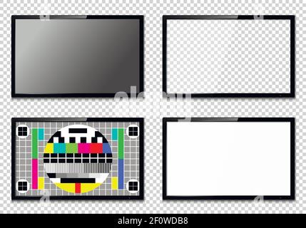 Satz von realistischen Fernsehbildschirmen isoliert auf transparentem Hintergrund Stock Vektor