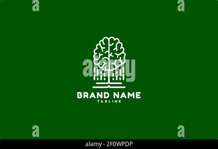 Brain Tree Logo Design Vektor-Vorlage geeignet für Wissenschaft oder Knowledge Base-Produkt oder -Service Stock Vektor