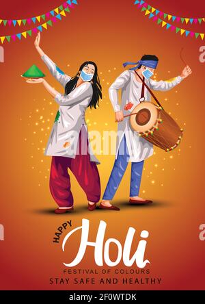 Hintergrund, Banner, junge, Feier, Farbe, Bunt, Konzept, Corona, Corona Virus, coronaviru, Kostüm, paar, covid, covid-19, kreativ, Kultur, Stock Vektor