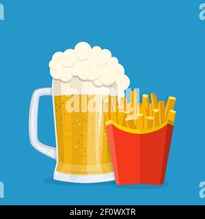 Bier und Pommes Frites. Stock Vektor