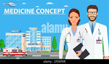 Medizinkonzept mit Ärzten Stock Vektor