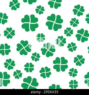 Grünes Shamrock Nahtloses Muster. Hintergrund von vierblättrigen Kleeblättern. Einfache flache Vektordarstellung Stock Vektor