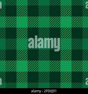 Holzfäller-Karo-Muster in grünen Farben. Patricks Day Thema. Nahtloses Vektormuster. Schlichtes Vintage-Textil-Design Stock Vektor