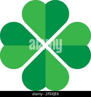 Shamrock - grüne vierblättrige Kleeblatt-Ikone. Viel Glück Thema Design-Element. Einfache geometrische Formvektordarstellung Stock Vektor