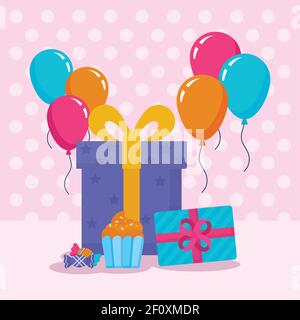 Geburtstagsdesign mit Geschenkschachteln Stock Vektor