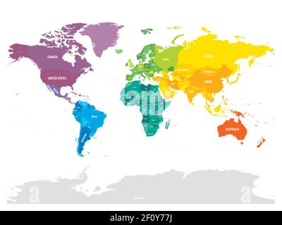 Bunte politische Karte der Welt Stock Vektor