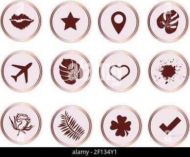 Set von Instagram Highlights Stories Cover-Symbole. Editierbarer Vektor. Stock Vektor