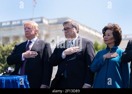 Präsident Donald Trump nimmt an der 38th jährlichen National Peace Officersâ €™ Memorial Service Mittwoch, 15 2019. Mai im US-Capitol in Washington D.C. Stockfoto