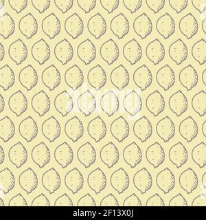 Vektor gelb einfache Zitrone Doodle Wiederholung Hintergrundmuster. Geeignet für Textil, Geschenkpapier und Tapeten. Stock Vektor