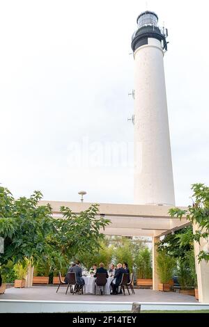 Präsident Donald Trump schließt sich G7 Führern zum Abendessen am Samstag Abend 24 2019. August im Biarritz Leuchtturm in Biarritz Frankreich. Stockfoto