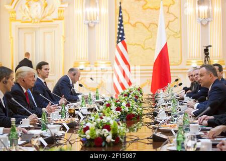 Präsident Donald Trump und Präsident Andrzej Duda. Stockfoto