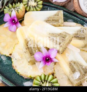 Hausgemachte Eis am Stiel Stockfoto