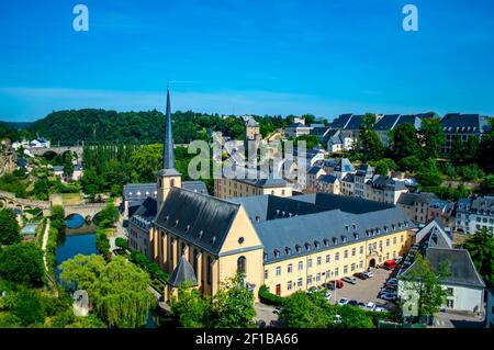 Luxemburg, Luxemburg - 16. Juli 2019: Stadtbild der Altstadt von Luxemburg in Europa Stockfoto