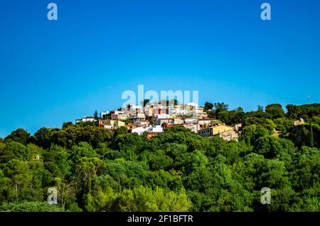 Girona, Spanien - 28. Juli 2019: Panoramablick von der Stadt Girona in Katalonien, Spanien Stockfoto