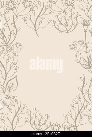 Illustration von grünen floralen Design mit Kopierer Platz auf Creme Hintergrund Stockfoto