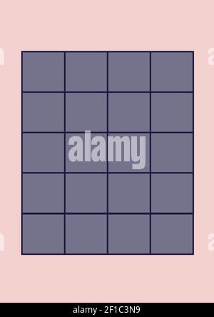 Violetter Tisch mit Kopierraum und schwarzen Linien auf rosa Hintergrund Stockfoto