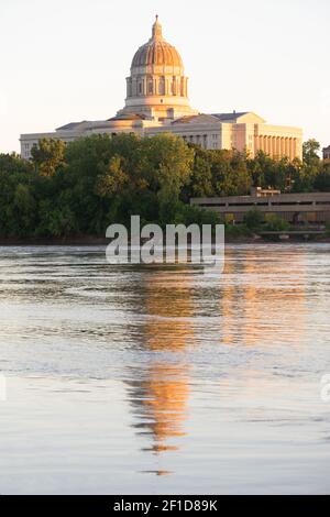 Jefferson City Missouri Hauptstadt Innenstadt Sonnenuntergang Gebäudearchitektur Stockfoto