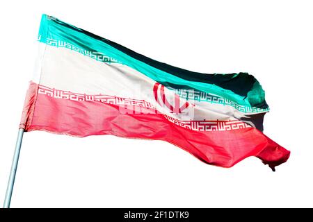 Im iran schwenken iranische Flagge Stockfoto