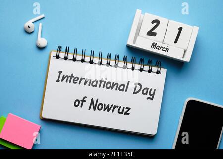 Internationaler Tag von Nowruz des Frühlings Monat Kalender märz. Stockfoto