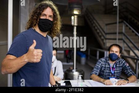 Barcelona, Spanien. März 2021, 07th. Mitglieder, Spieler und Manager des FC Barcelona kommen, um bei den Präsidentschaftswahlen des FC Barcelona im Camp Nou Stadion in Barcelona am 7. März 2021 im Bild abzustimmen: Carles Puyol Socios, Jugadores y directivos del FC Barcelona acuden a votar en las elecciones presidenciales del FC Barcelona al Estadio Camp Nou en Barcelona el 7 de Marzo de 2021 en la foto: Carles Puyol POOL/FC Barcelona/Cordon Pressebilder sind nur für redaktionelle Verwendung bestimmt. Nur für den freien Vertrieb, NICHT ZUM VERKAUF. Pflichtschein: © FC Barcelona Kredit: CORDON PRESS/Alamy Live News Stockfoto