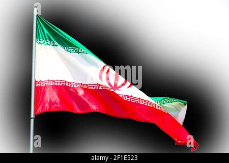 Im iran schwenken iranische Flagge Stockfoto