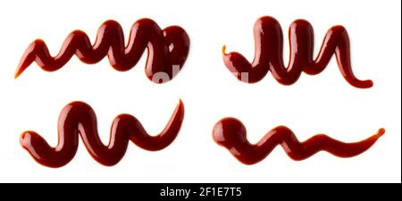 Grillsauce isoliert auf weißem Hintergrund, Draufsicht Stockfoto