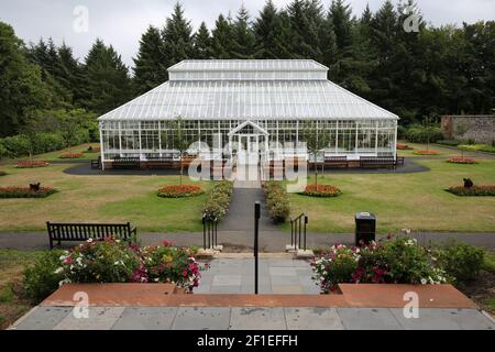 Belleisle Park , Ayr, Ayrshire, Schottland, Großbritannien. Das neu restaurierte Gewächshaus, Konservatorium Stockfoto