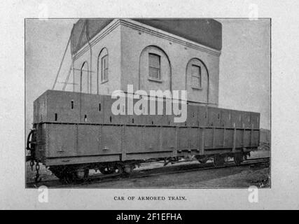 Auto von Armored Train aus dem Buch "Boer und Britisher in Südafrika; Eine Geschichte des Buren-Britischen Krieges und der Kriege für das Vereinigte Südafrika, zusammen mit Biographien der großen Männer, die die Geschichte von Südafrika " von Neville, John Ormond Veröffentlicht von Thompson & Thomas, Chicago, USA in 1900 Stockfoto