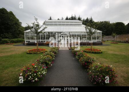 Belleisle Park , Ayr, Ayrshire, Schottland, Großbritannien. Das neu restaurierte Gewächshaus, Konservatorium Stockfoto