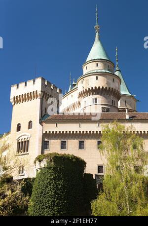 Bojnice Burg in der Nähe Prievidza Stadt, Frühling Ansicht, Slowakei, Europa Stockfoto