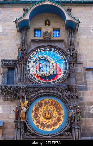 Astronomische Uhr, Altstadtplatz, Prag, Tschechische Republik Stockfoto