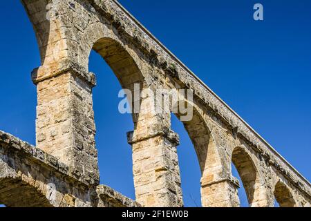 Römische Aquädukt Pont del Diable in Tarragona, Spanien Stockfoto