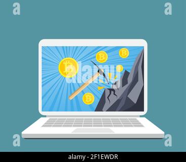 Bitcoin-Mining-Konzept. Stock Vektor