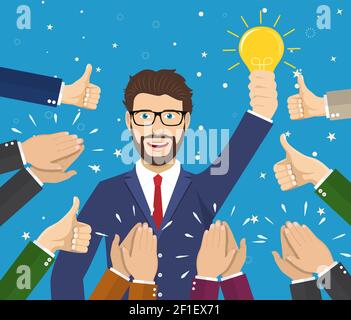 Geschäftsmann hält eine Idee. Stock Vektor