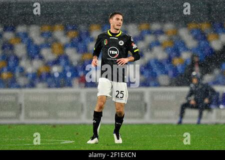 Giulio Maggiore Spieler von Spezia, während des Spiels der italienischen Fußball-Liga Serie A zwischen Napoli gegen Spezia, Endergebnis 1-2, Spiel gespielt bei Stockfoto