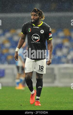 Mbala Nzola Spieler von Spezia, während des Spiels der italienischen Fußball-Liga Serie A zwischen Napoli vs Spezia, Endergebnis 1-2, Spiel gespielt am Stockfoto