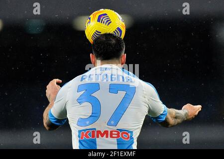 Andrea Petagna Spieler von Neapel, während des Spiels der italienischen Fußball-Liga Serie A zwischen Napoli vs Spezia, Endergebnis 1-2, Spiel bei t gespielt Stockfoto