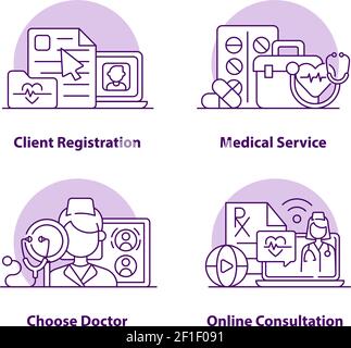 Client-Registrierung Creative UI Konzept Icon Set Stock Vektor