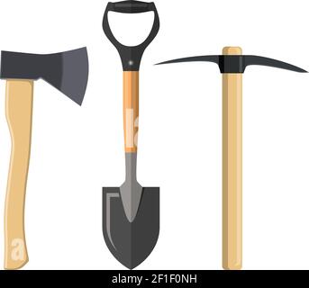 Spitzhacke, Schaufel und Axt. Stock Vektor