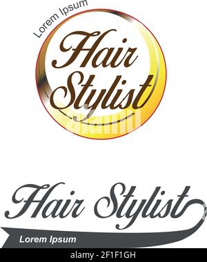 Friseursalon Vektor-Logo. Friseur-Emblem. Schild für Schönheitssalon Stock Vektor