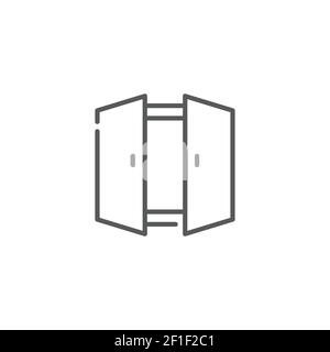 Öffnen Sie doppelte Tür Umriss Symbol linearen Stil Zeichen für mobile Konzept und Webdesign Ausgang Tür Stock Vektor