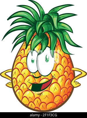 Happy Ananas Charakter Cartoon Illustration Stock Vektor