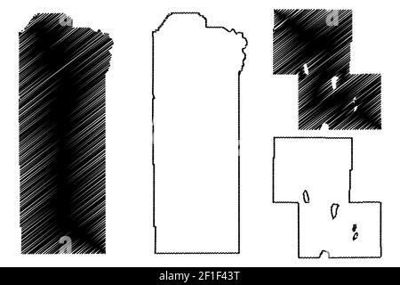 Malheur und Lake County, Oregon State (U.S. County, United States of America, USA, U.S., US) Kartenvektordarstellung, Skizzenkarte Stock Vektor