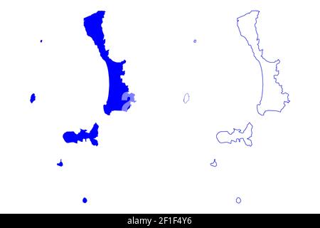 Provinz Livorno (Italien, Italienische Republik, Toskana oder Toscana Region, Toskanischer Archipel, Elba und Capraia) Kartenvektordarstellung, Skizze P Stock Vektor