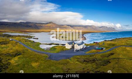 Hotel Budir befindet sich an der Küste der Halbinsel Snaefellsnes in westisland Stockfoto