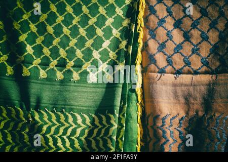 Die Textur der Baumwolle traditionellen symbolischen arabischen Schal Stockfoto