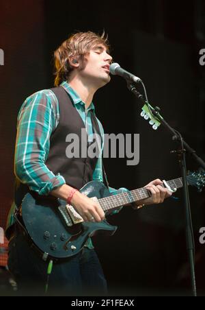 Englischer Sänger Songwriter Charlie Simpson, ehemals Busted und Fightstar, die 2012 beim Greenbelt Festival in Großbritannien auftrat Stockfoto