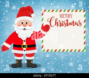 Santa Claus Charakter Zeigt Frohe Weihnachten Stock Vektor