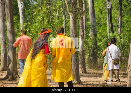 holi Feier bei viswabharati shantiniketan West bengalen indien Stockfoto